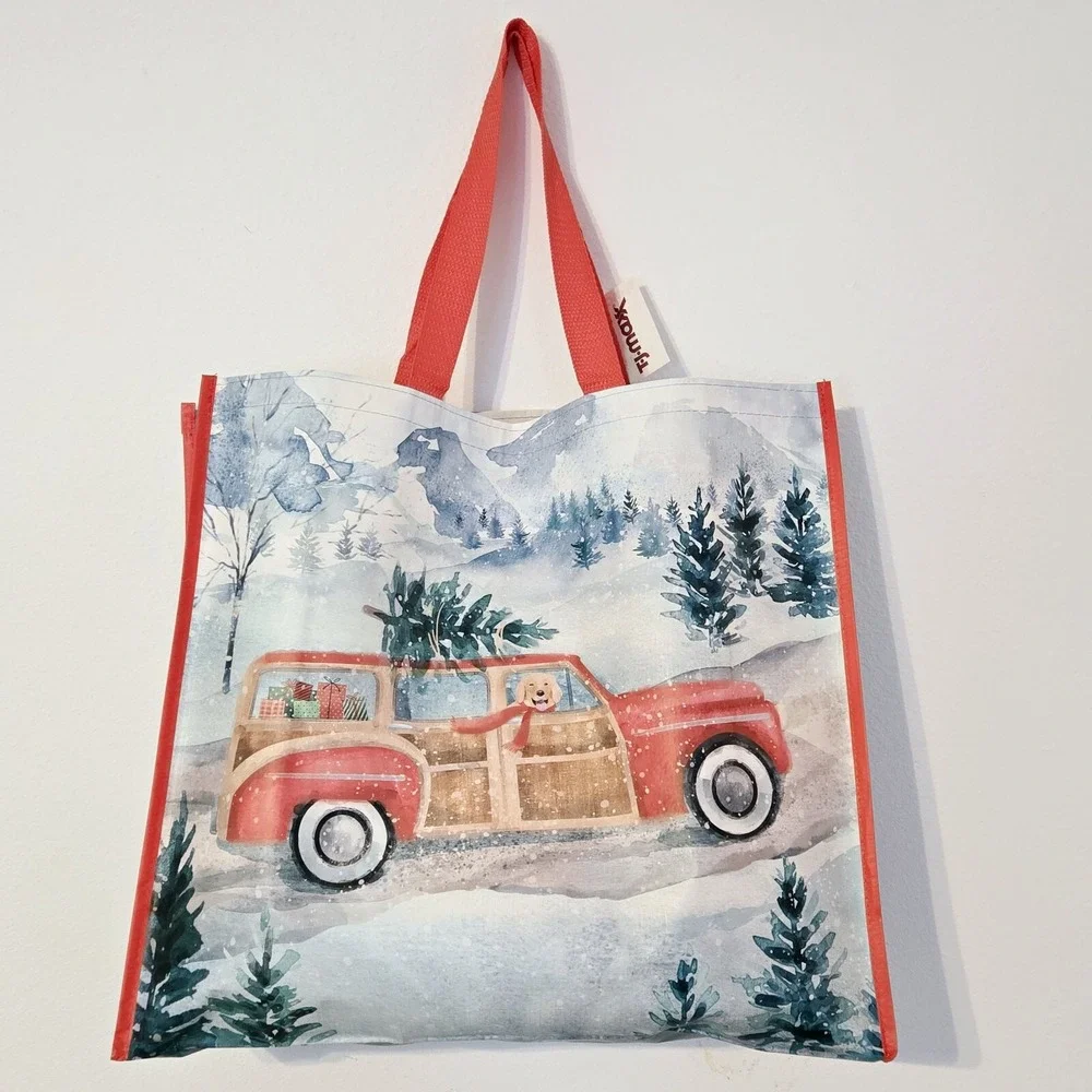 Christmas Red Truck Yellow Lab Dog Gifts Tree Snow Wagon Bag Gift TJ Maxx